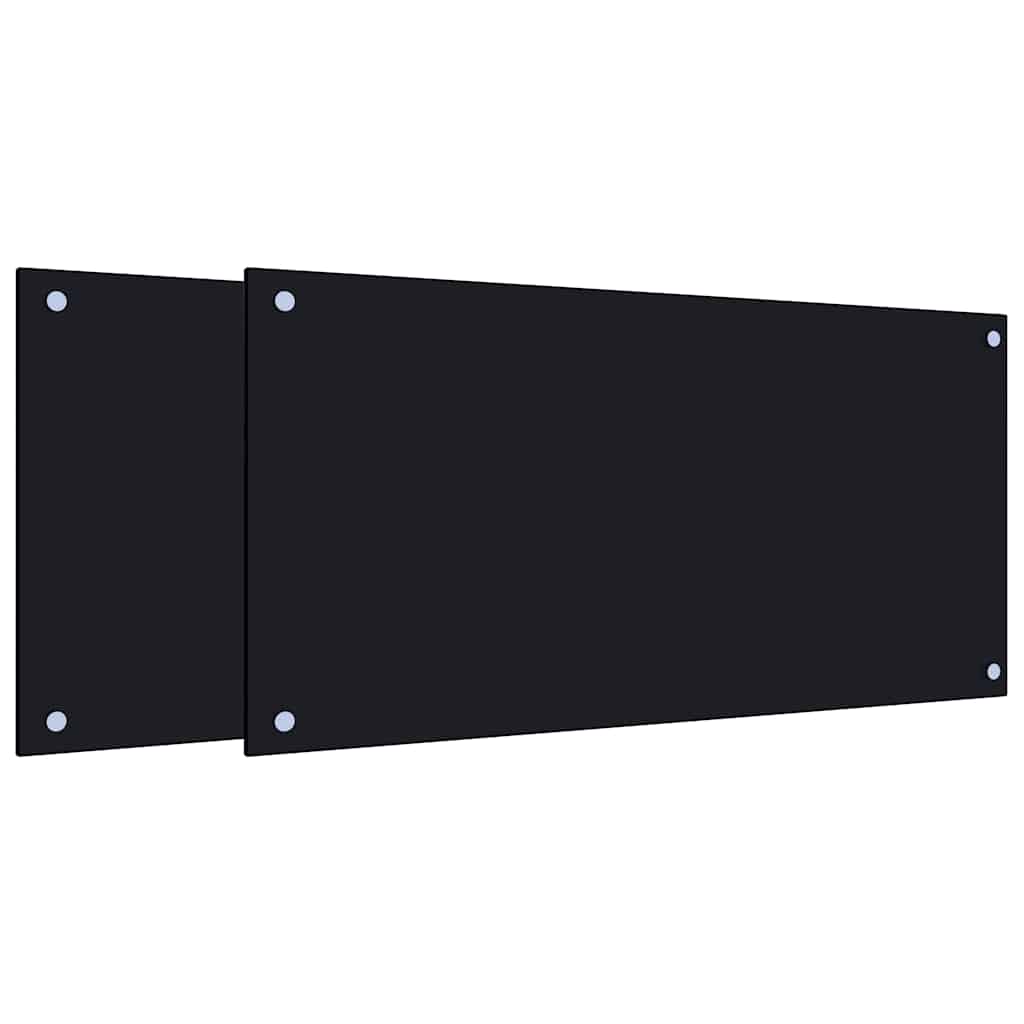 vidaXL Panele ochronne do kuchni, czarne, 2 szt., 80x40 cm, szkło