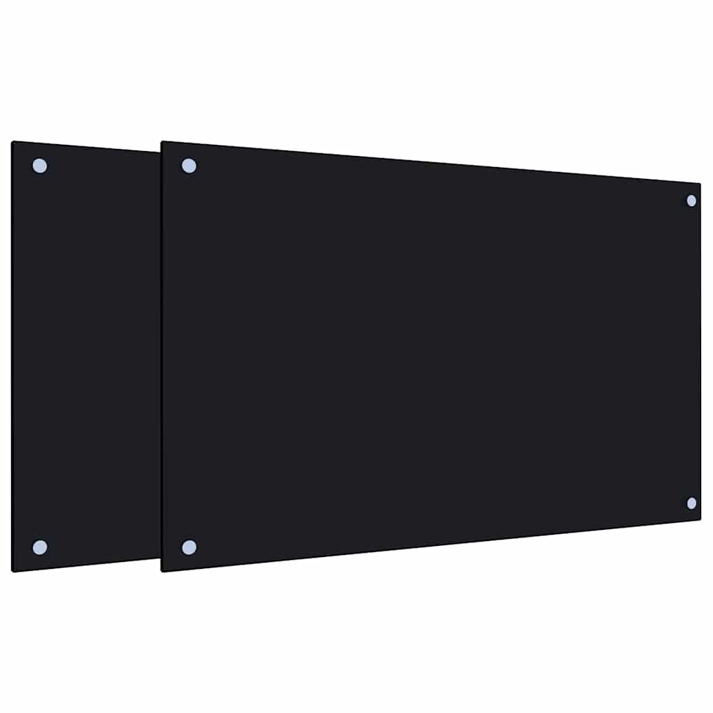 vidaXL Panele ochronne do kuchni, czarne, 2 szt., 80x50 cm, szkło