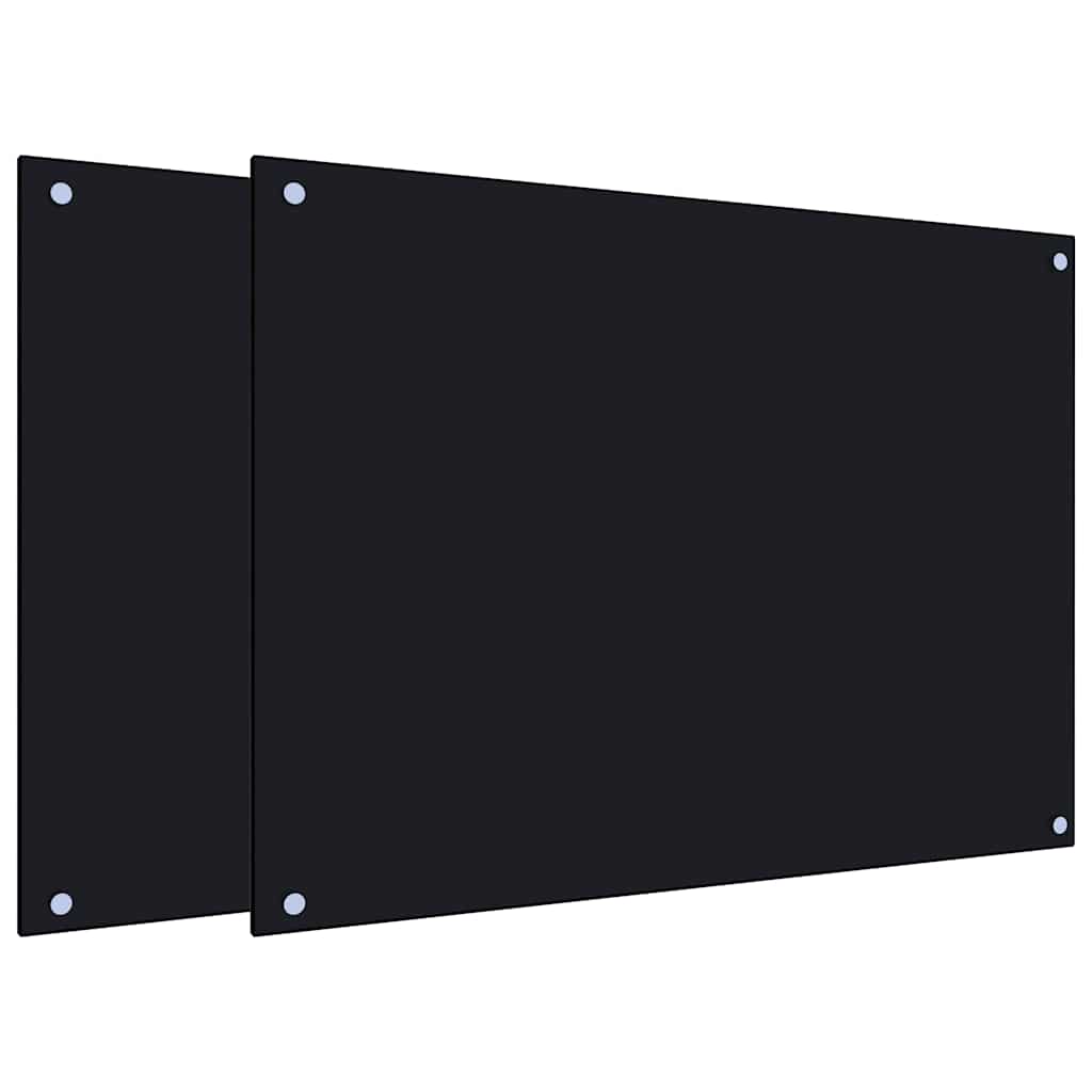 vidaXL Panele ochronne do kuchni, czarne, 2 szt., 80x60 cm, szkło
