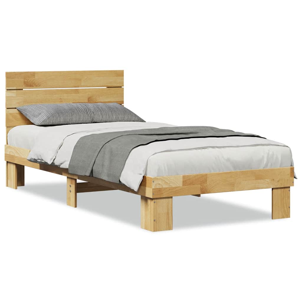 vidaXL Rama łóżka z zagłówkiem bez materaca 75x190 cm lite drewno dąb