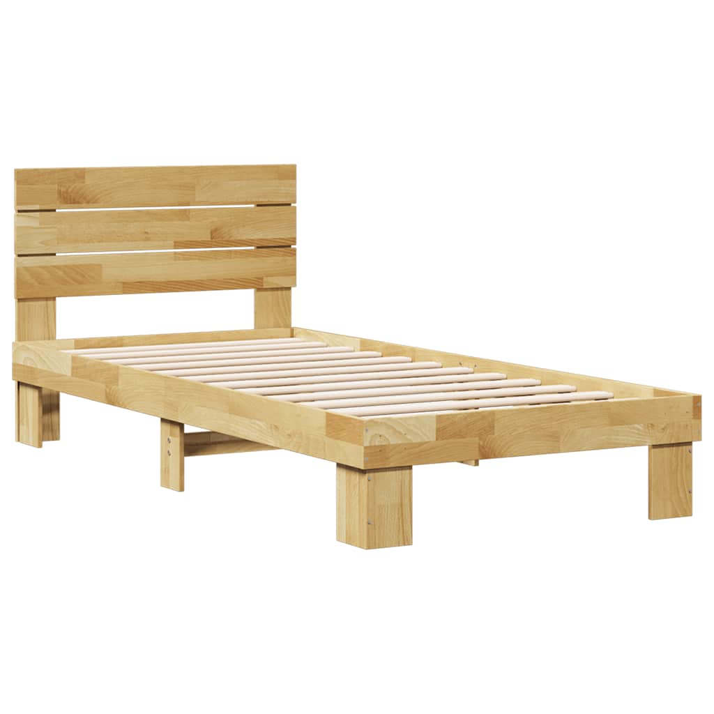 vidaXL Rama łóżka z zagłówkiem bez materaca 75x190 cm lite drewno dąb