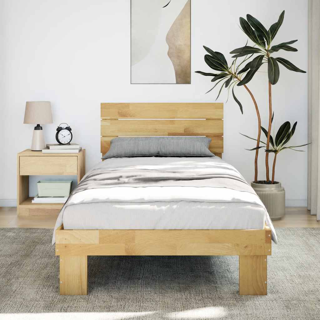 vidaXL Rama łóżka z zagłówkiem bez materaca 75x190 cm lite drewno dąb
