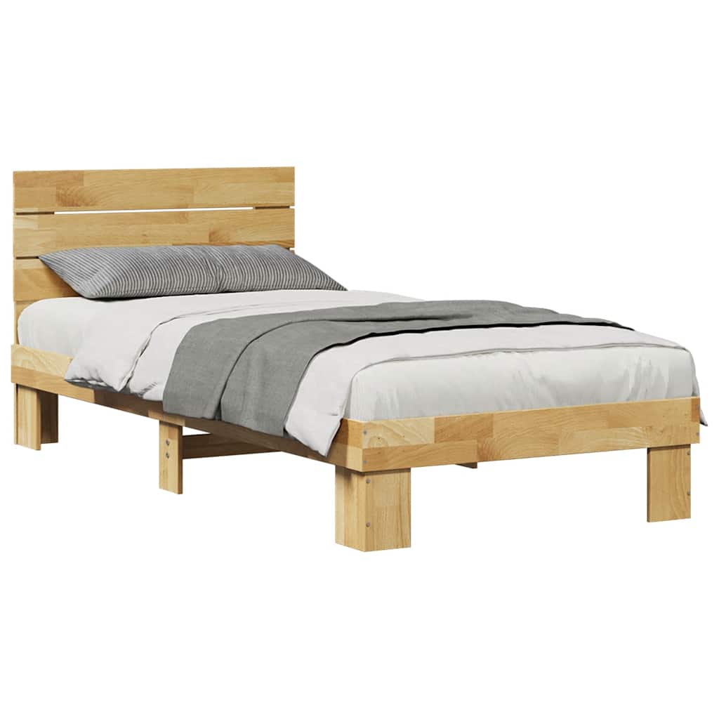 vidaXL Rama łóżka z zagłówkiem bez materaca 75x190 cm lite drewno dąb