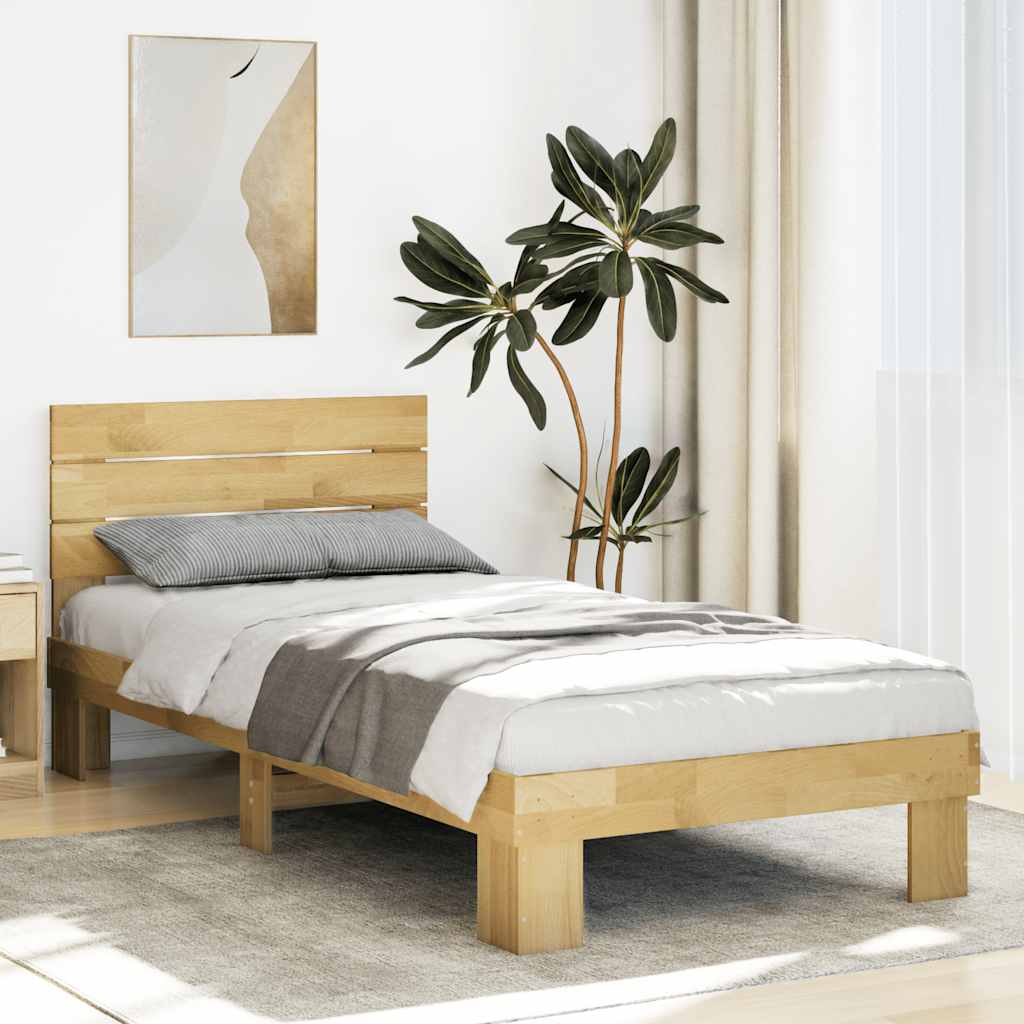 vidaXL Rama łóżka z zagłówkiem bez materaca 75x190 cm lite drewno dąb