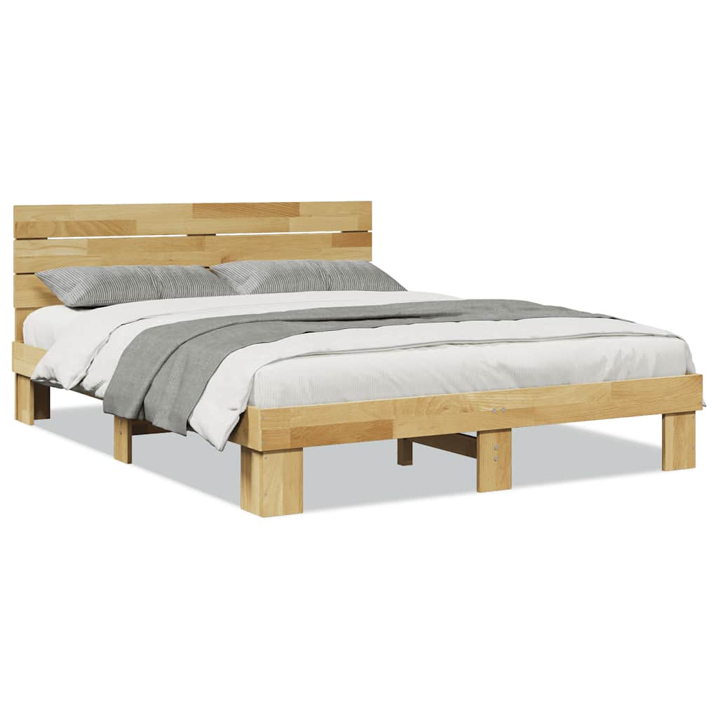 vidaXL Rama łóżka z zagłówkiem bez materaca 135x190 cm lite drewno dąb