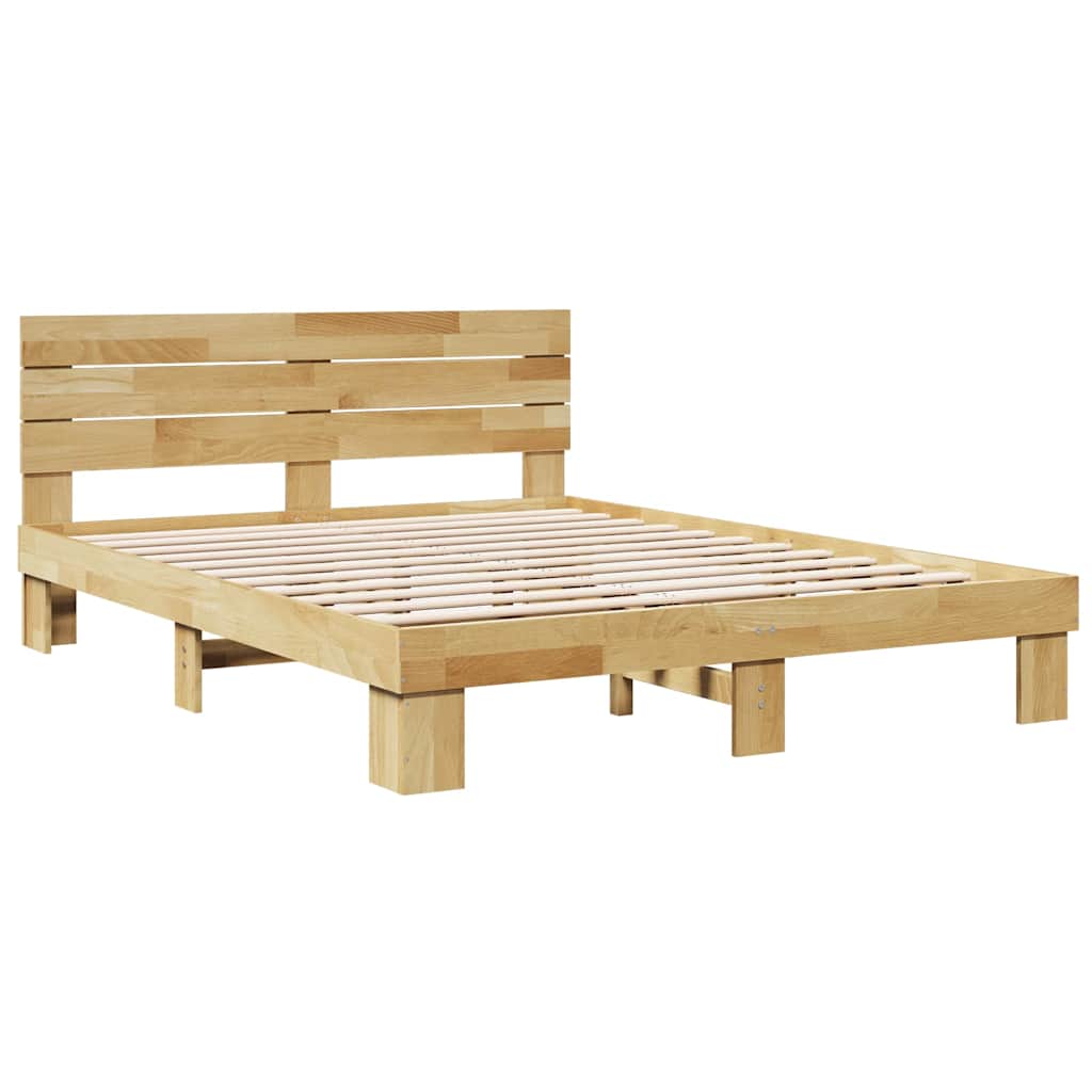 vidaXL Rama łóżka z zagłówkiem bez materaca 135x190 cm lite drewno dąb
