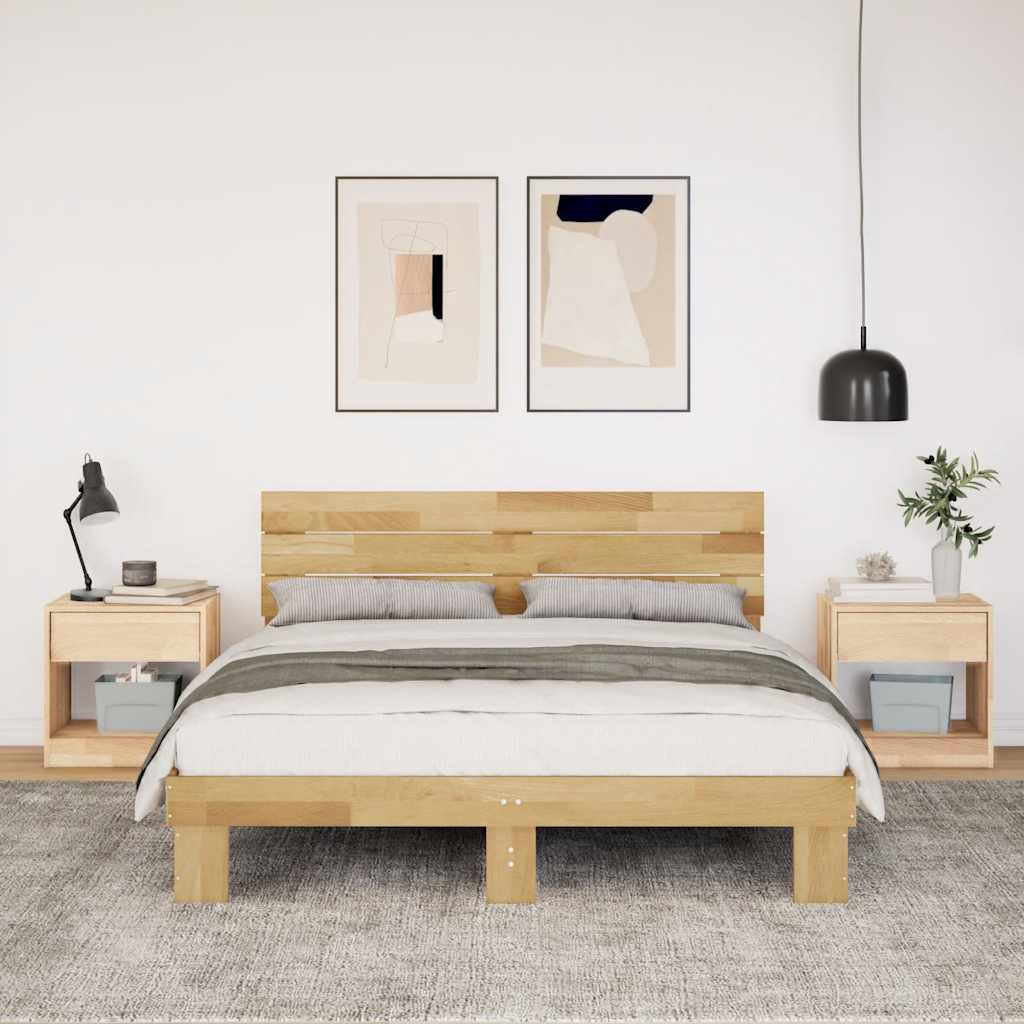 vidaXL Rama łóżka z zagłówkiem bez materaca 135x190 cm lite drewno dąb