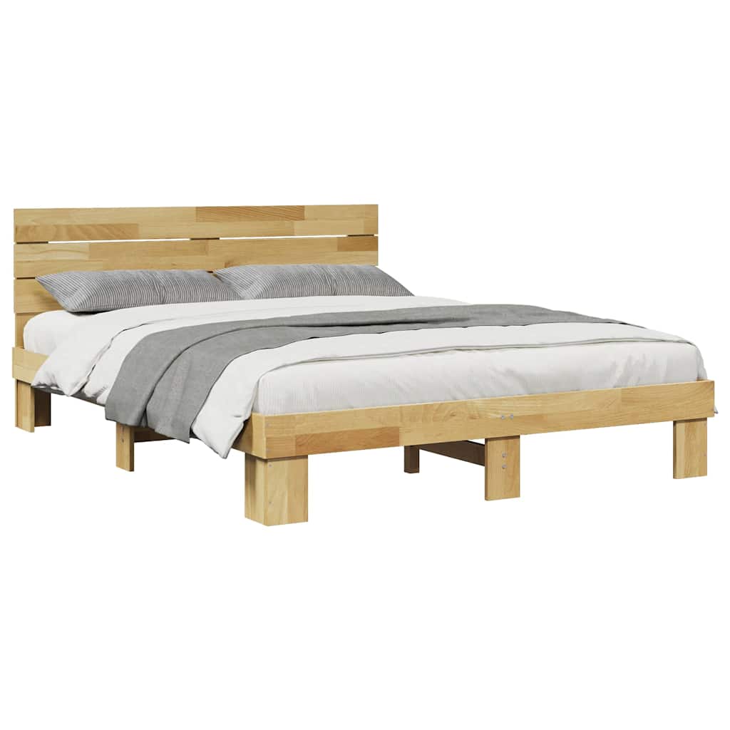 vidaXL Rama łóżka z zagłówkiem bez materaca 135x190 cm lite drewno dąb