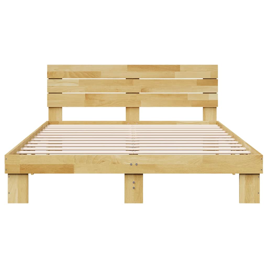 vidaXL Rama łóżka z zagłówkiem bez materaca 135x190 cm lite drewno dąb