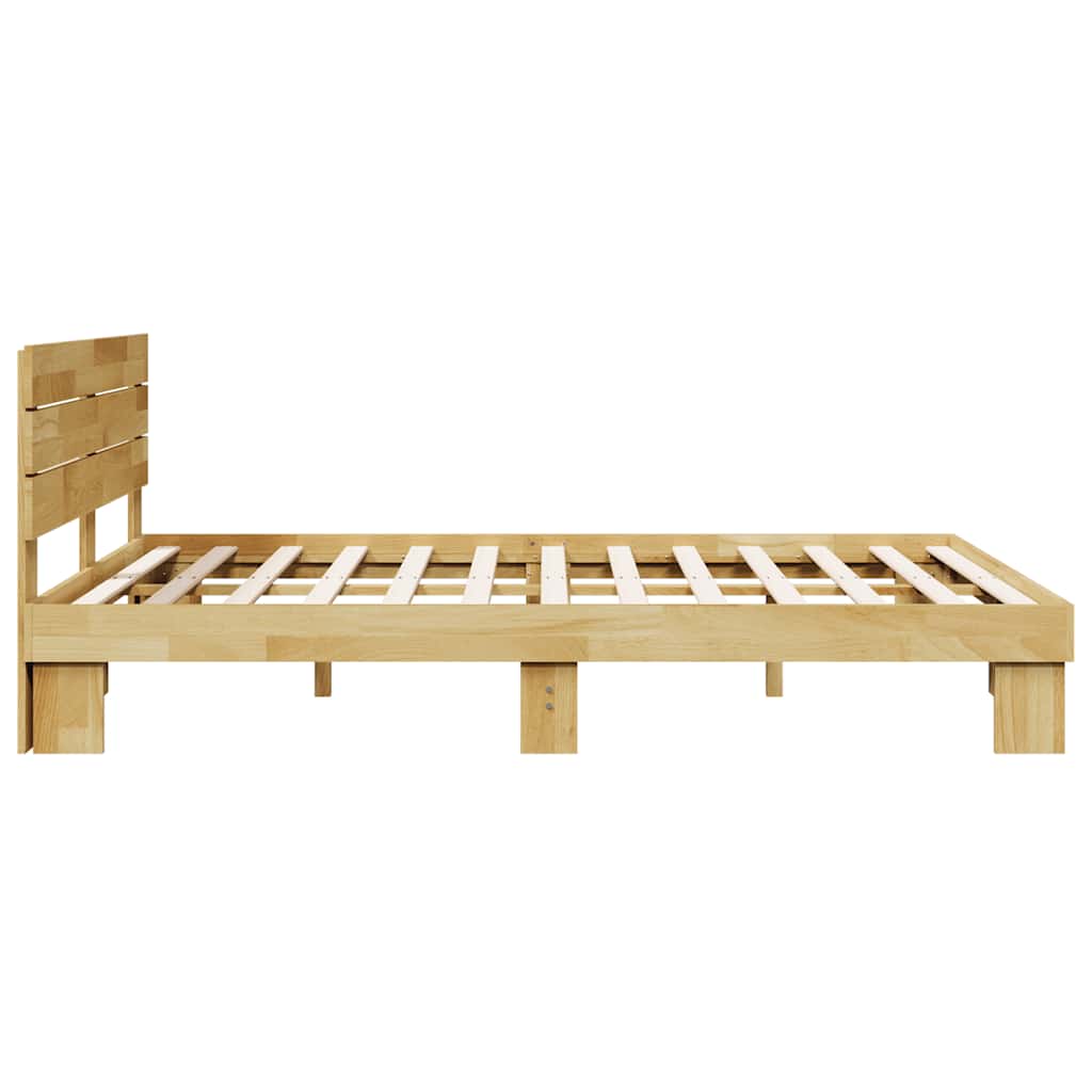 vidaXL Rama łóżka z zagłówkiem bez materaca 135x190 cm lite drewno dąb