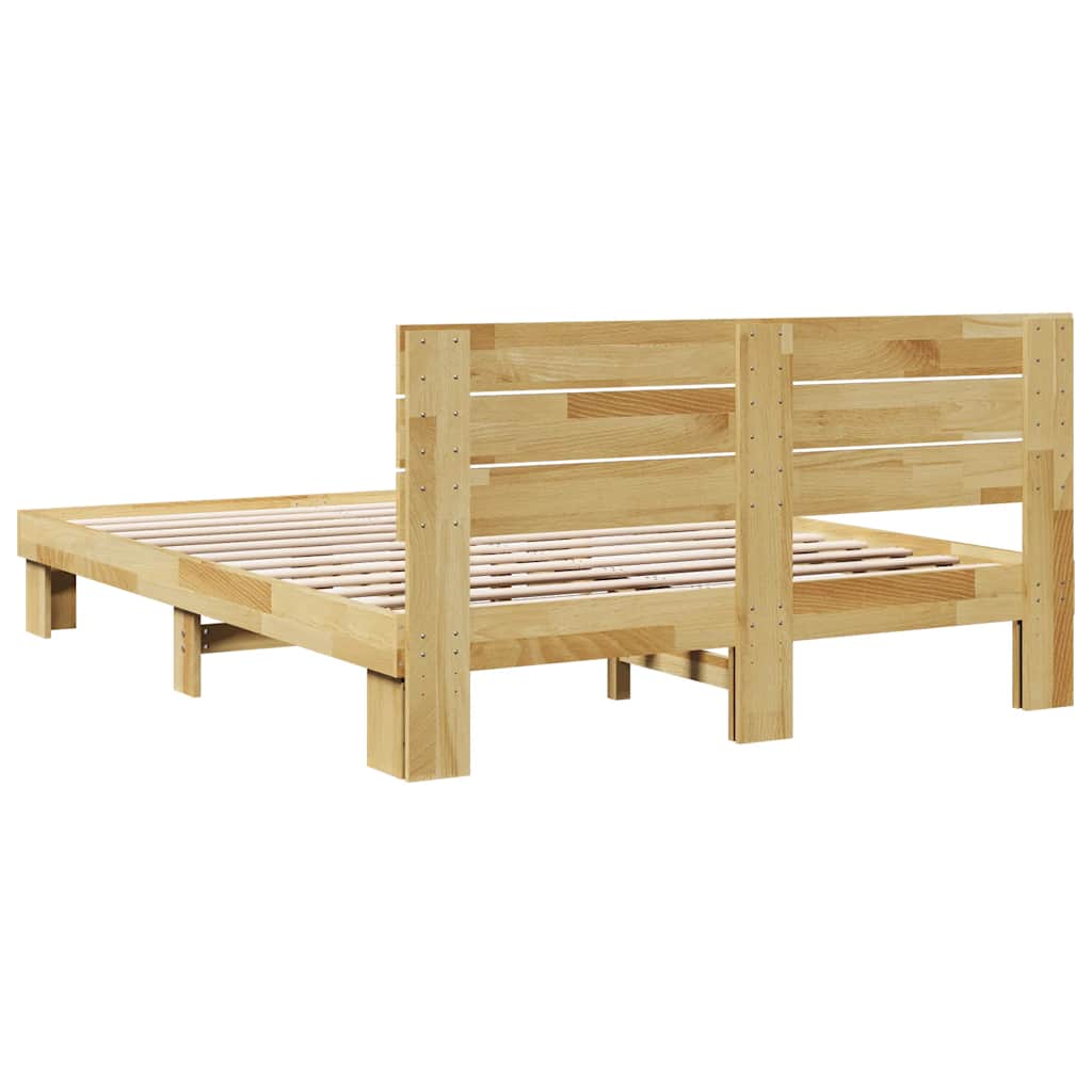 vidaXL Rama łóżka z zagłówkiem bez materaca 135x190 cm lite drewno dąb