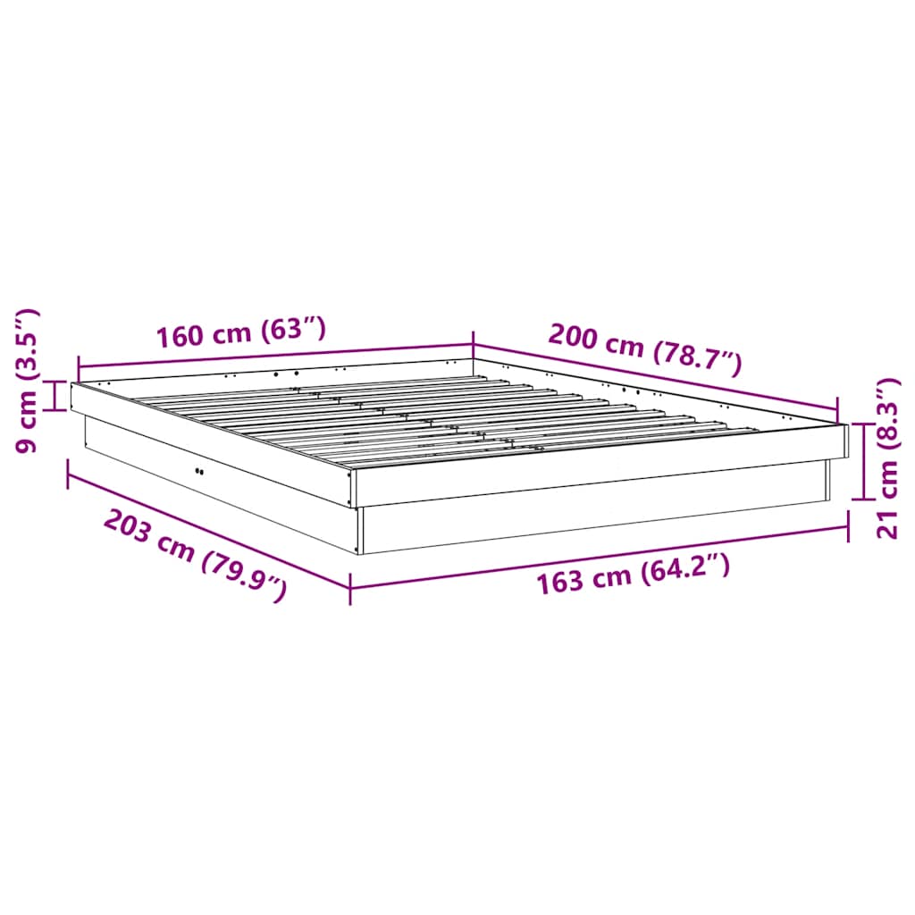 vidaXL Rama łóżka bez materaca 160x200 cm lite drewno dąb