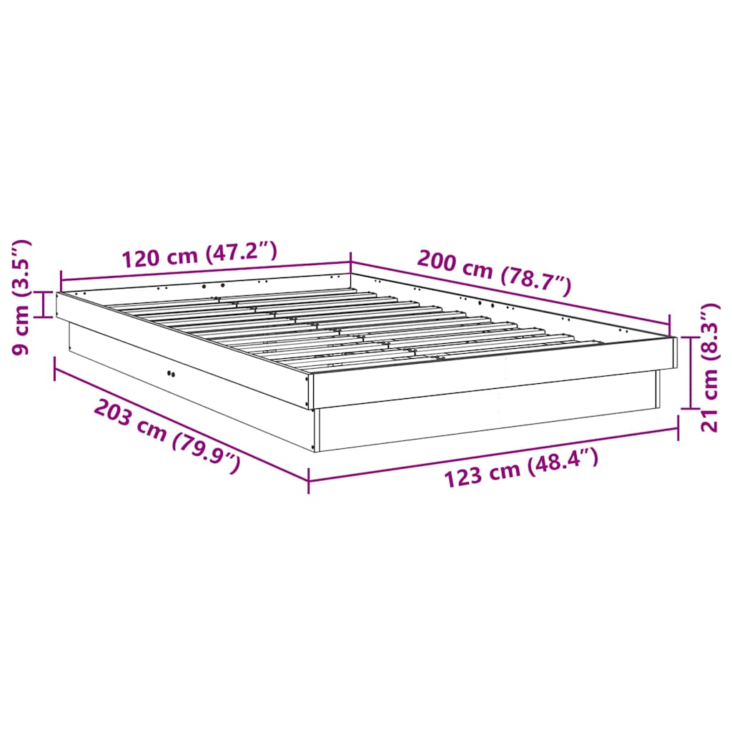vidaXL Rama łóżka bez materaca 120x200 cm lite drewno dąb