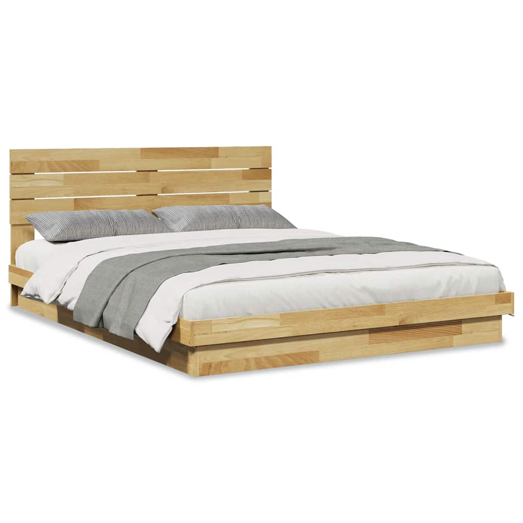 vidaXL Rama łóżka z zagłówkiem bez materaca 160x200 cm lite drewno dąb
