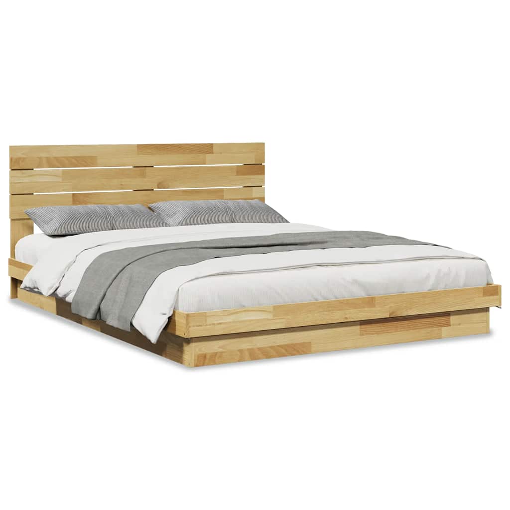 vidaXL Rama łóżka z zagłówkiem bez materaca 150x200 cm lite drewno dąb