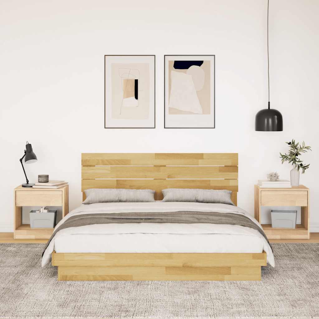vidaXL Rama łóżka z zagłówkiem bez materaca 150x200 cm lite drewno dąb