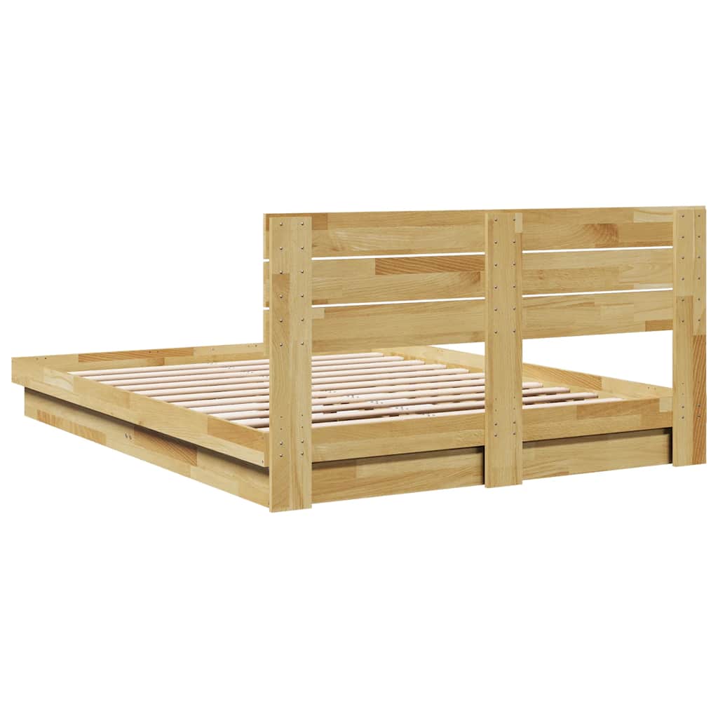 vidaXL Rama łóżka z zagłówkiem bez materaca 150x200 cm lite drewno dąb