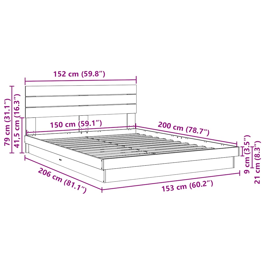 vidaXL Rama łóżka z zagłówkiem bez materaca 150x200 cm lite drewno dąb