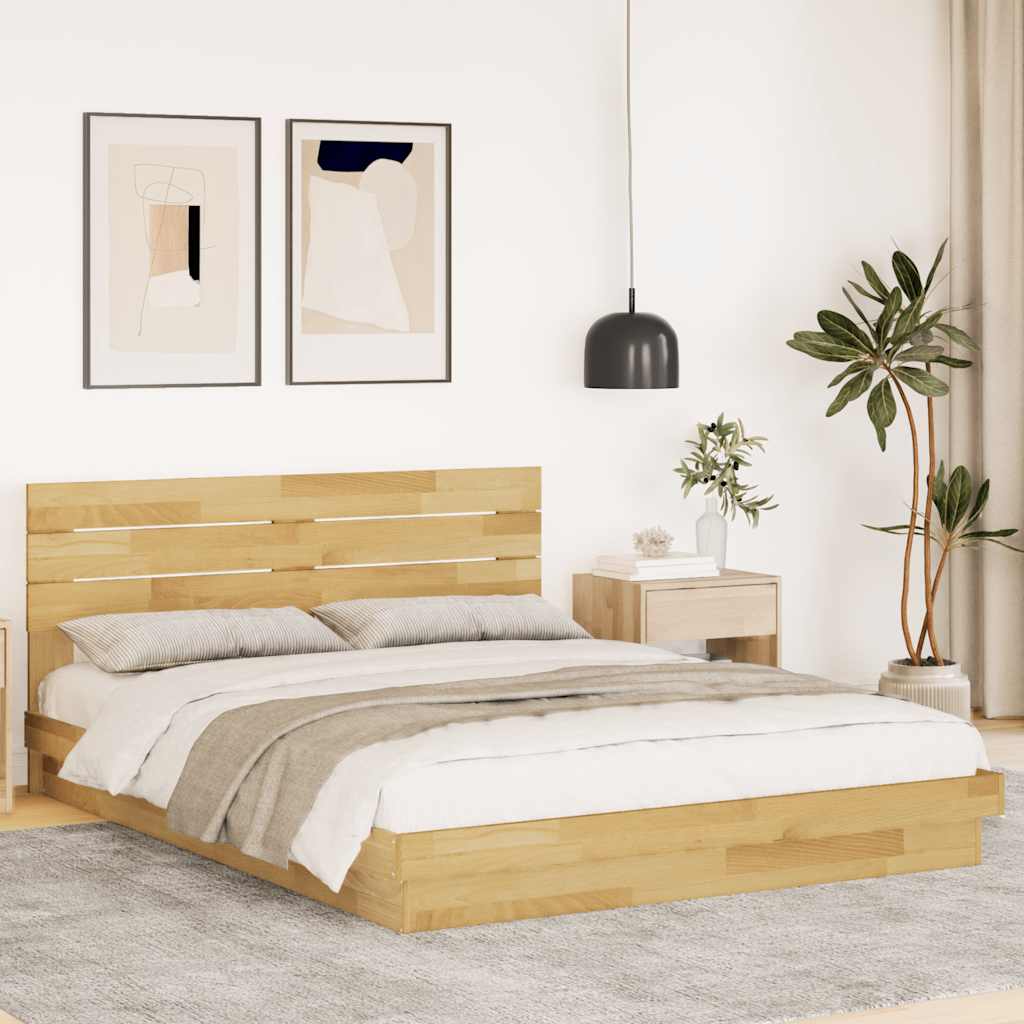 vidaXL Rama łóżka z zagłówkiem bez materaca 150x200 cm lite drewno dąb
