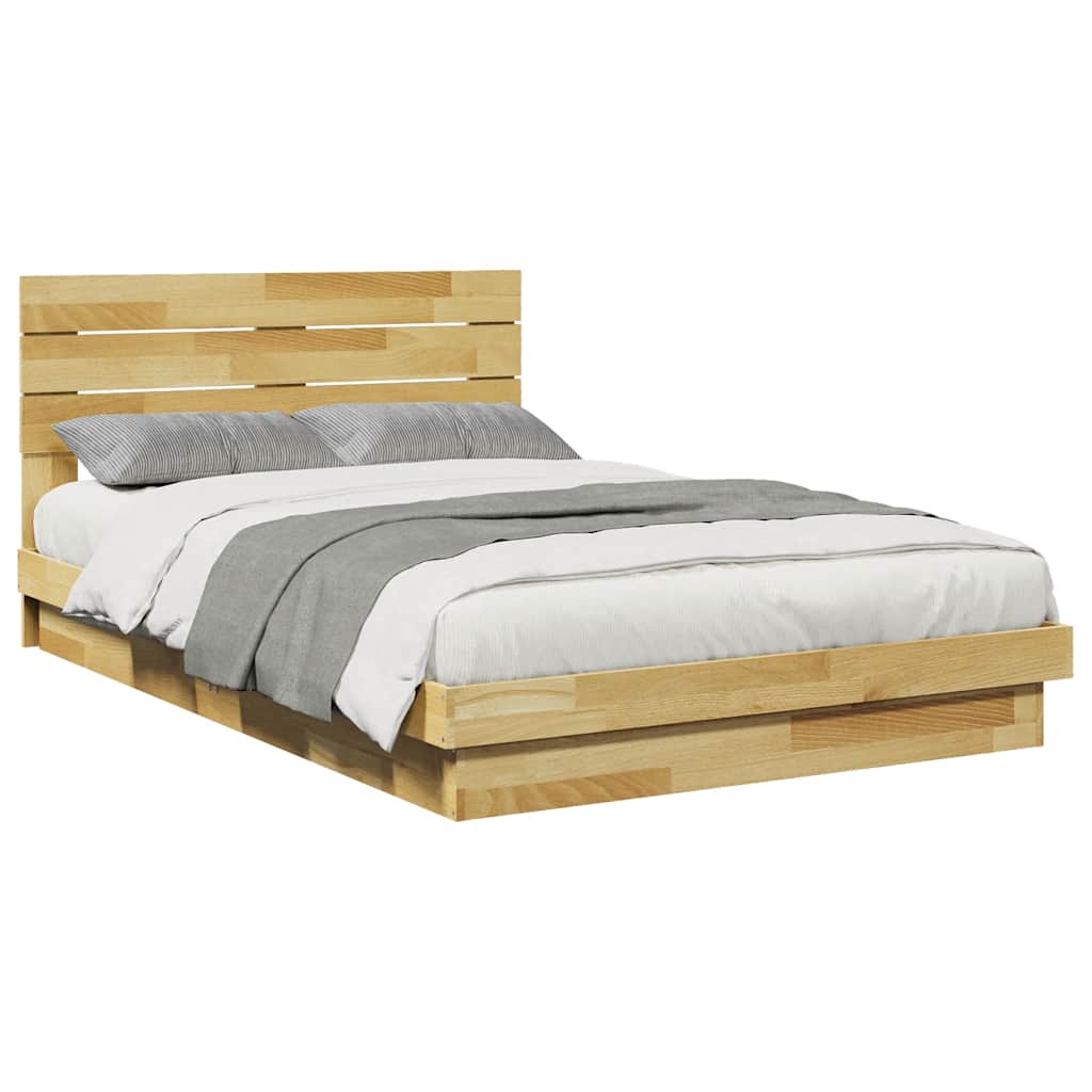 vidaXL Rama łóżka z zagłówkiem bez materaca 120x200 cm lite drewno dąb