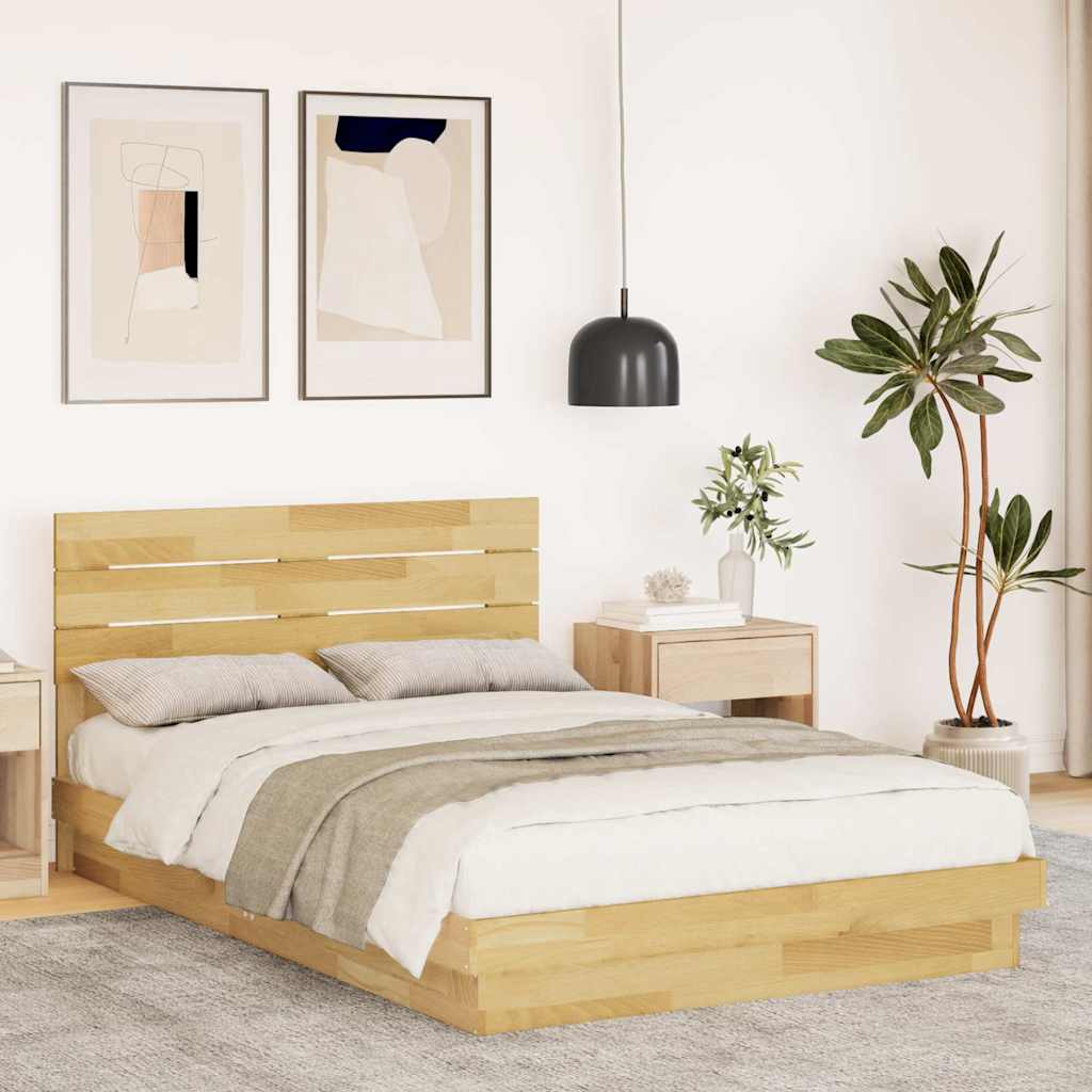 vidaXL Rama łóżka z zagłówkiem bez materaca 120x200 cm lite drewno dąb