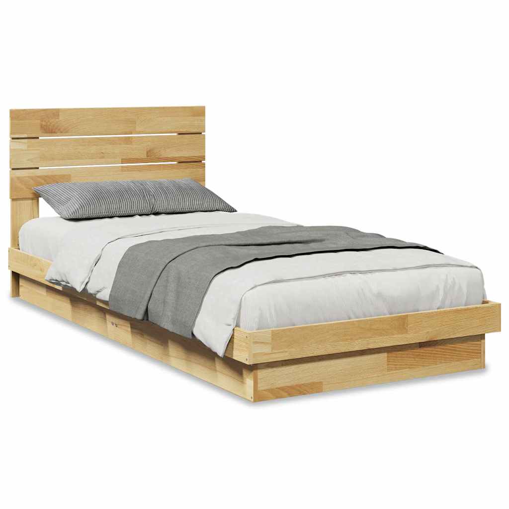 vidaXL Rama łóżka z zagłówkiem bez materaca 100x200 cm lite drewno dąb