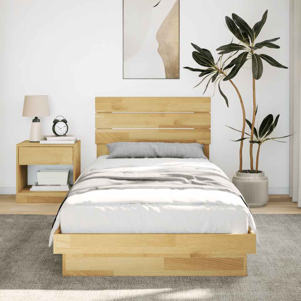 vidaXL Rama łóżka z zagłówkiem bez materaca 100x200 cm lite drewno dąb