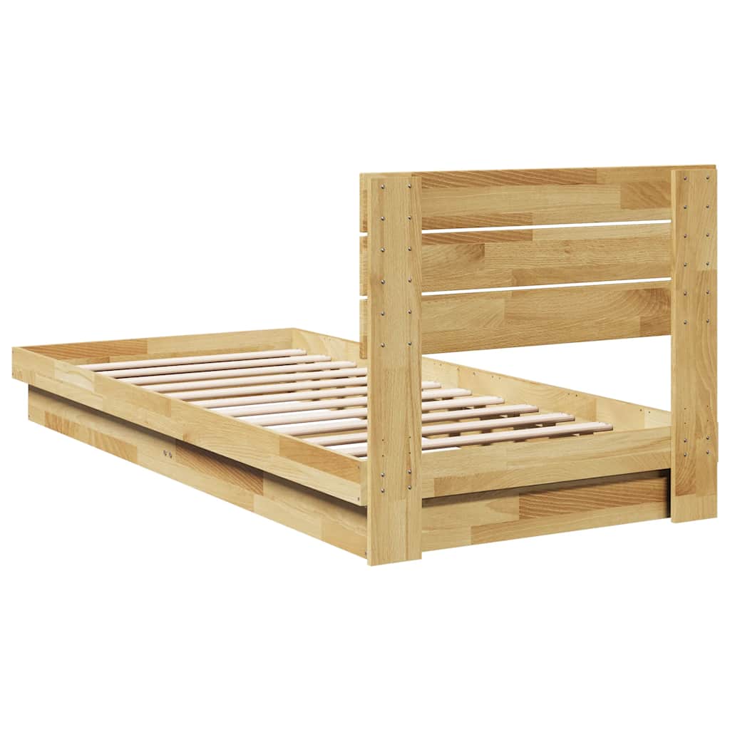 vidaXL Rama łóżka z zagłówkiem bez materaca 100x200 cm lite drewno dąb