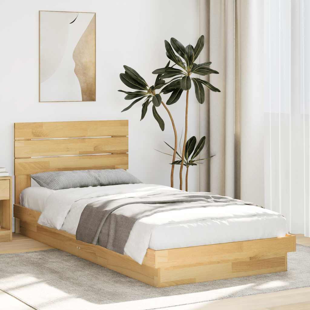 vidaXL Rama łóżka z zagłówkiem bez materaca 100x200 cm lite drewno dąb