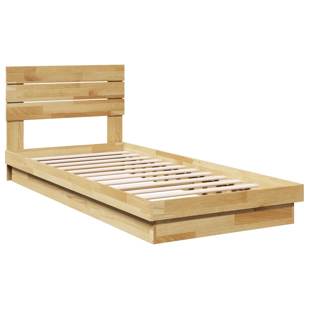 vidaXL Rama łóżka z zagłówkiem bez materaca 75x190 cm lite drewno dąb
