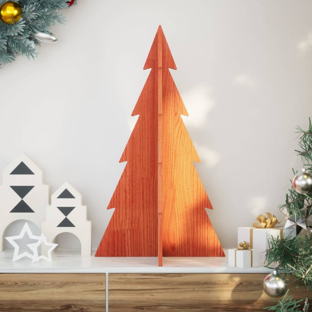 vidaXL Drewniana choinka do udekorowania, brązowa, 80 cm, sosnowa