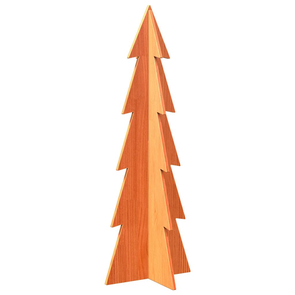 vidaXL Drewniana choinka do udekorowania, woskowy brąz, 112 cm, sosna