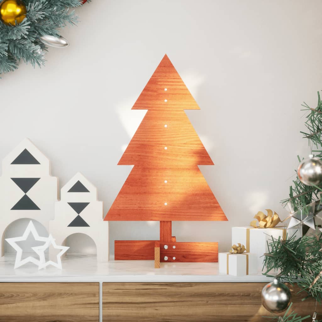 vidaXL Drewniana choinka do udekorowania, woskowy brąz, 60 cm, sosnowa