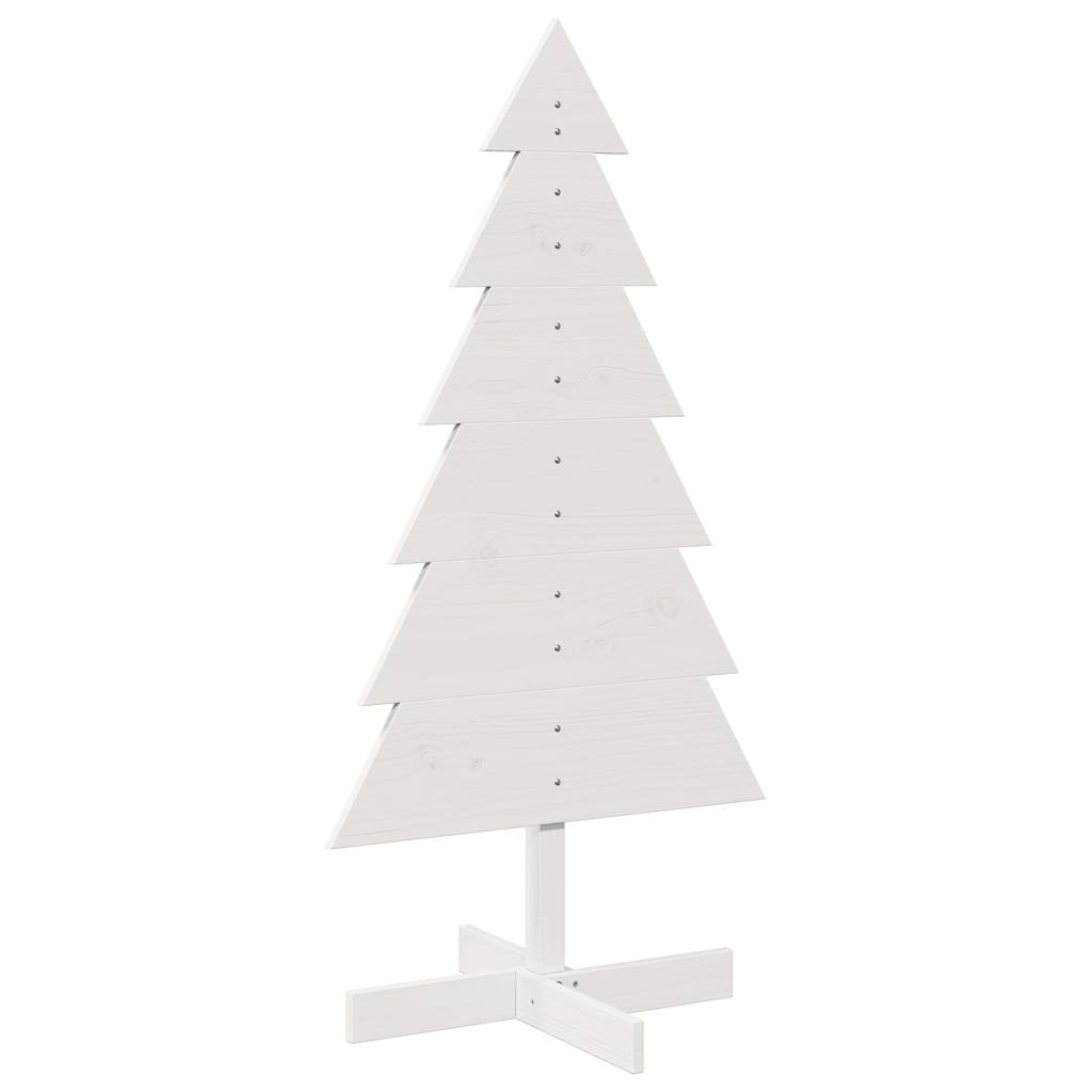 vidaXL Drewniana choinka do udekorowania, biała, 120 cm, sosnowa