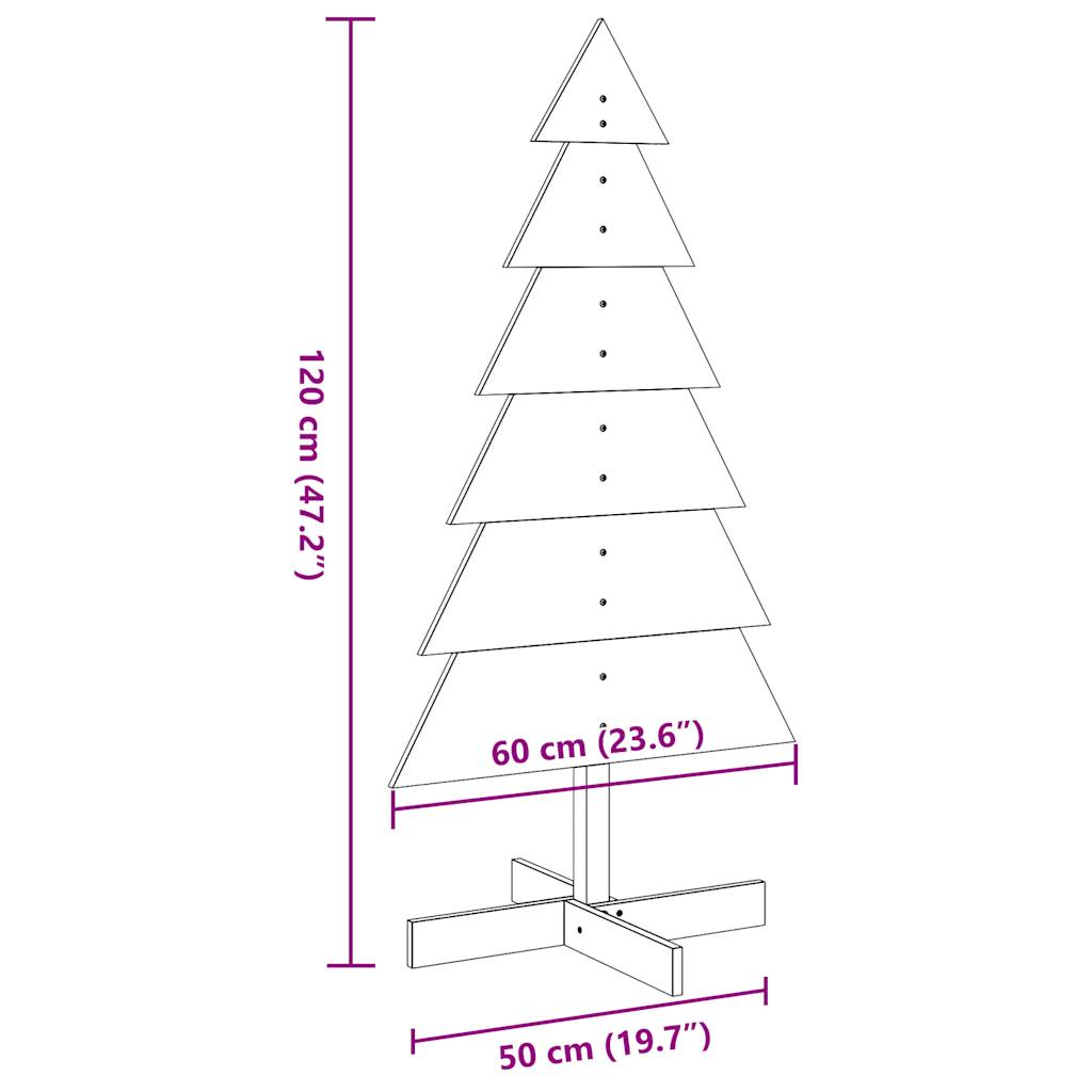 vidaXL Drewniana choinka do udekorowania, biała, 120 cm, sosnowa