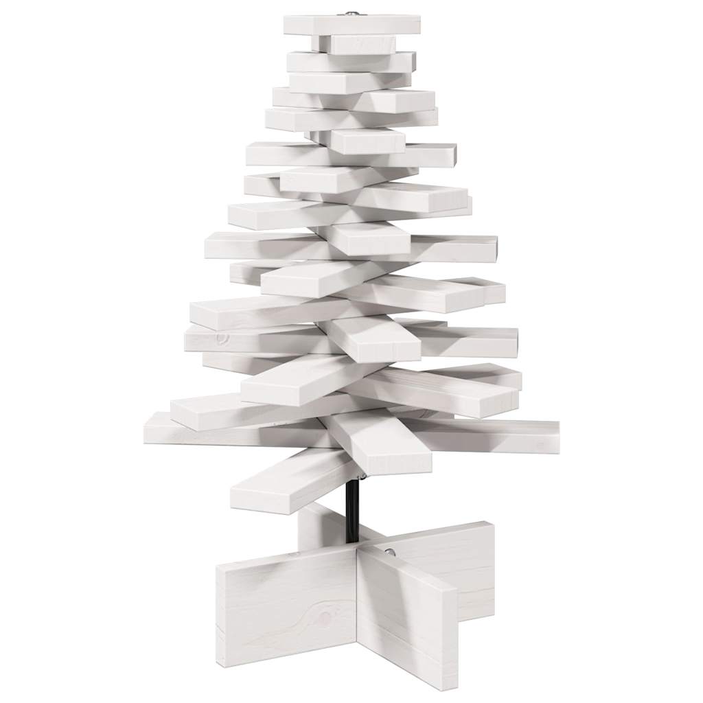 vidaXL Drewniana choinka do udekorowania, biała, 60 cm, sosnowa