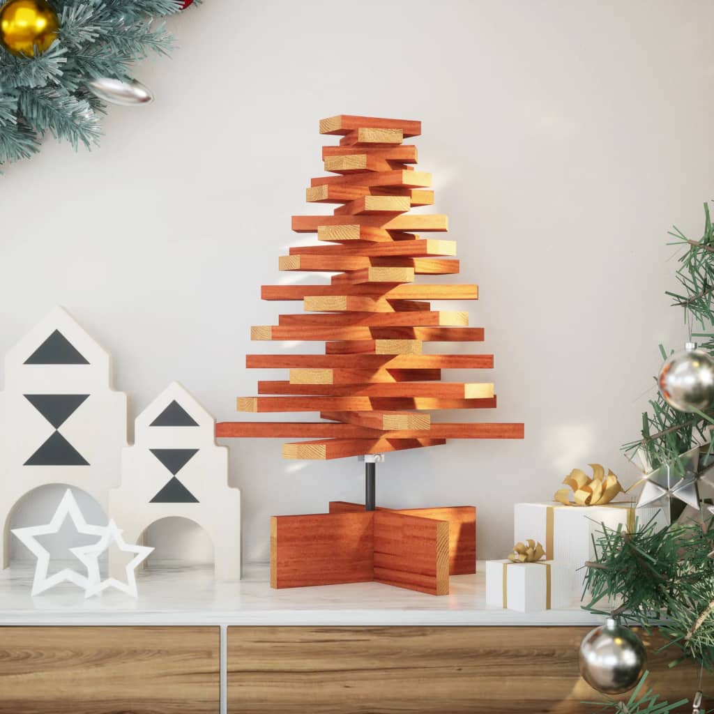 vidaXL Drewniana choinka do udekorowania, woskowy brąz, 60 cm, sosnowa