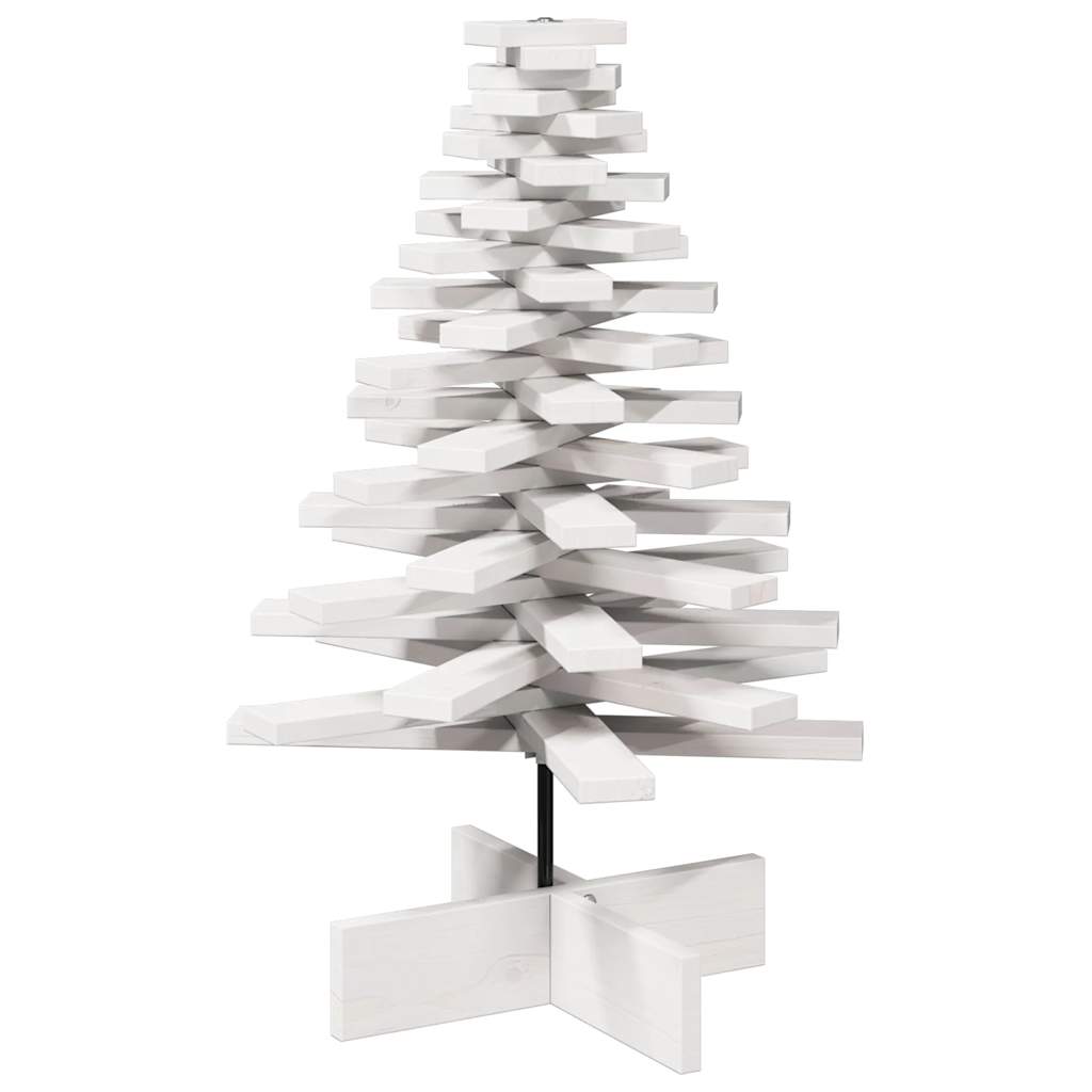 vidaXL Drewniana choinka do udekorowania, biała, 80 cm, sosnowa