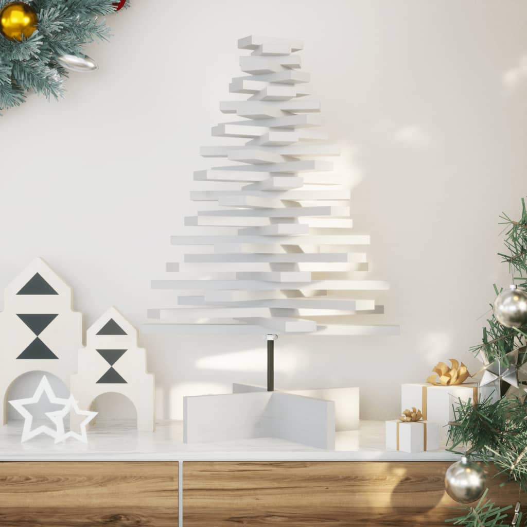 vidaXL Drewniana choinka do udekorowania, biała, 80 cm, sosnowa