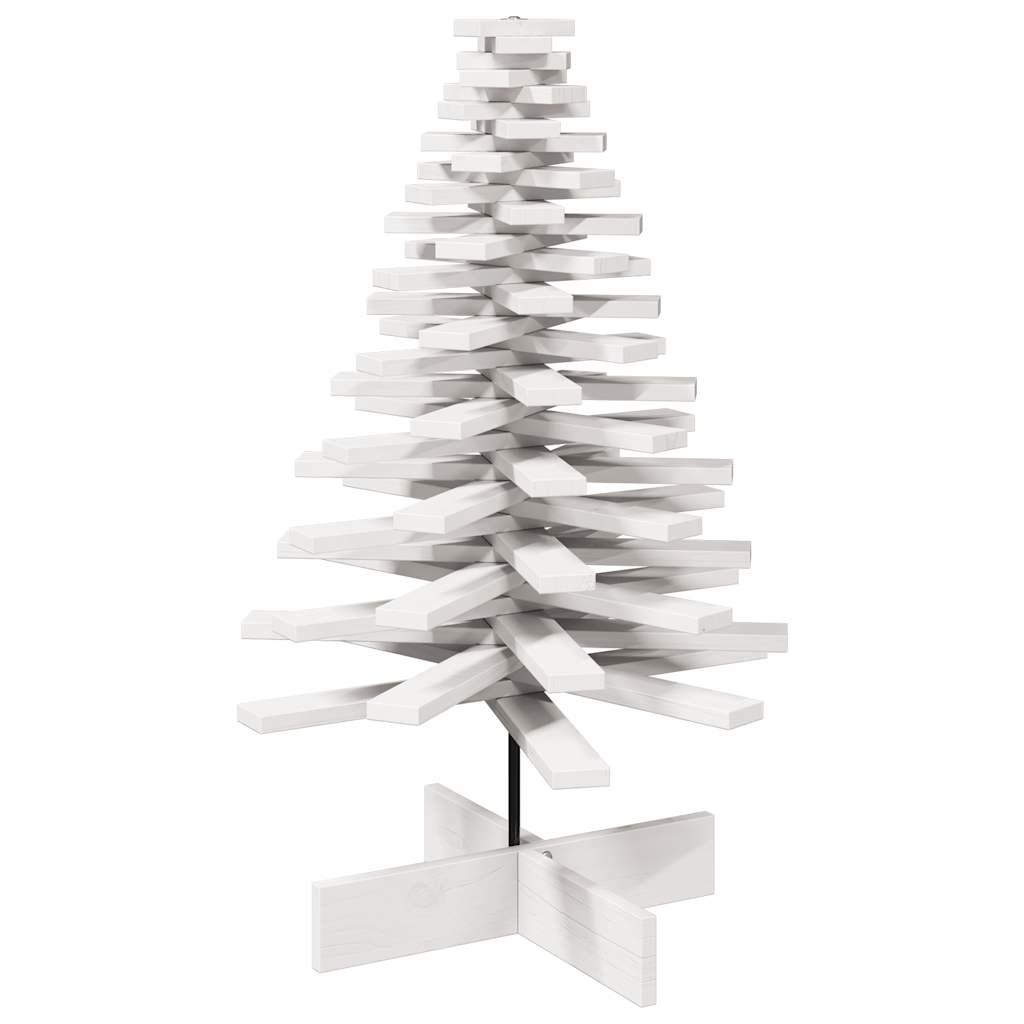 vidaXL Drewniana choinka do udekorowania, biała, 100 cm, sosnowa