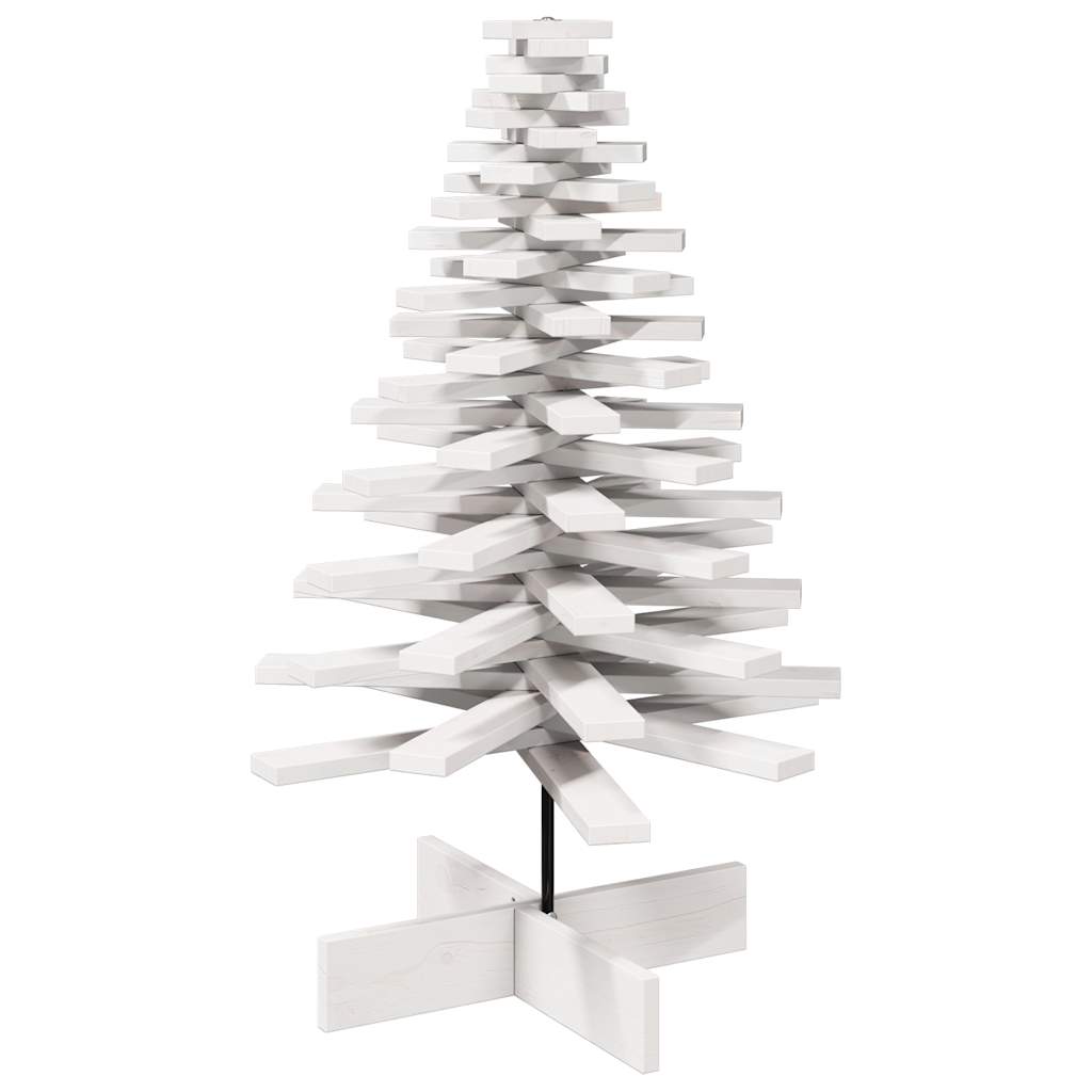 vidaXL Drewniana choinka do udekorowania, biała, 100 cm, sosnowa