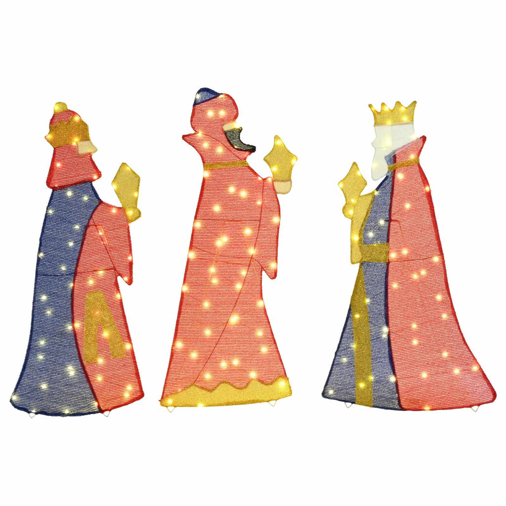 vidaXL Oświetlenie Choinkowe 3 Króli 3 pcs Ciepła biel 105 cm tkanina
