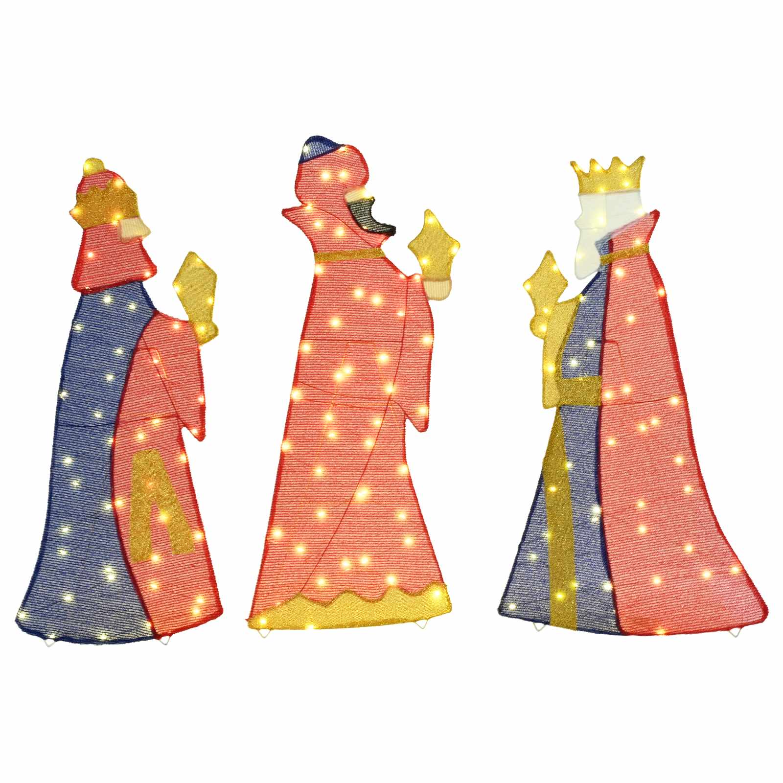 vidaXL Oświetlenie Choinkowe 3 Króli 3 pcs Ciepła biel 105 cm tkanina