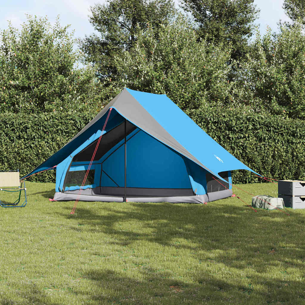 vidaXL Namiot rodzinny z dachem Niebieski i szary 256 x 256 x 185 cm