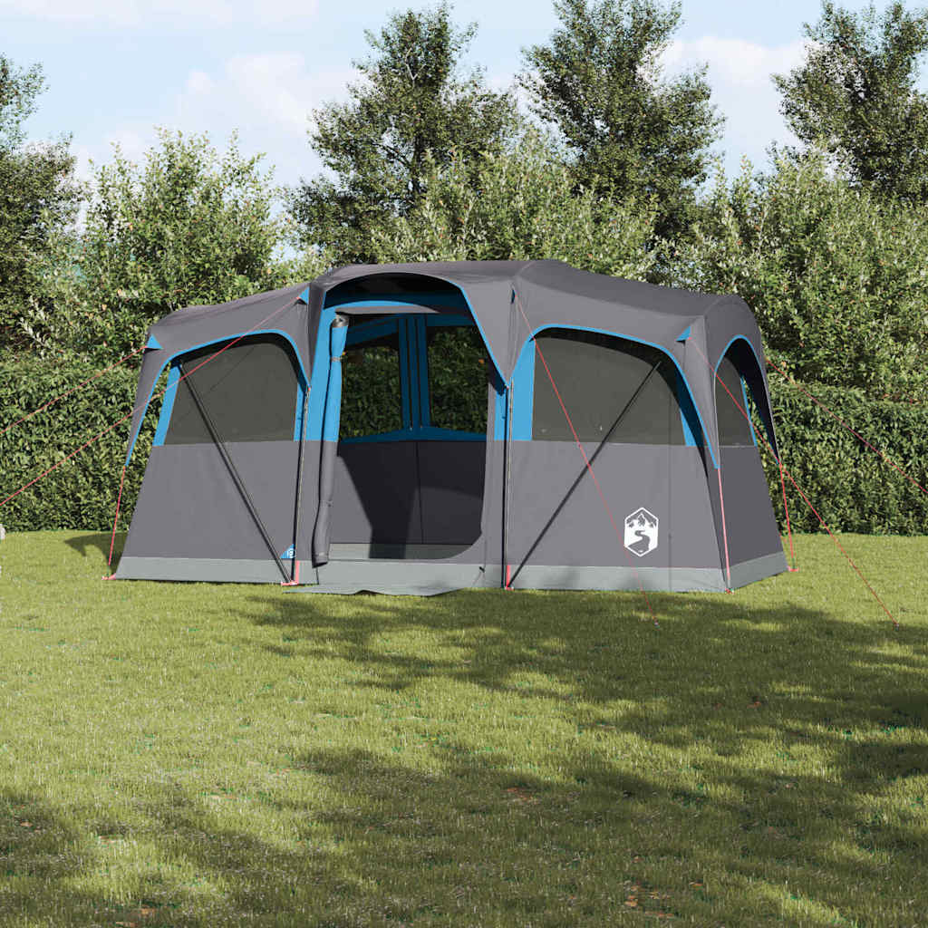 vidaXL Namiot rodzinny z dachem Niebieski i szary 435 x 255 x 216 cm