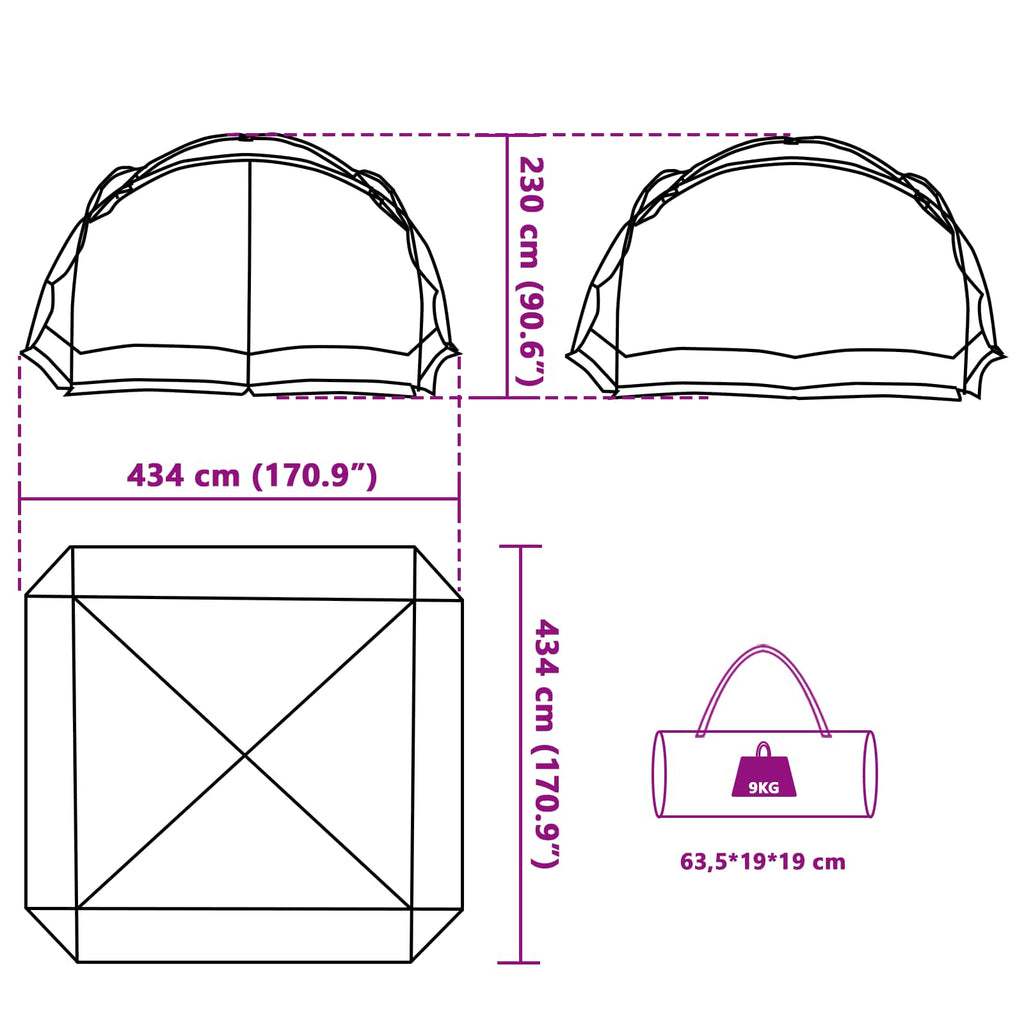 vidaXL Namiot z moskitierą z dachem Niebieski Azur 434 x 434 x 230 cm