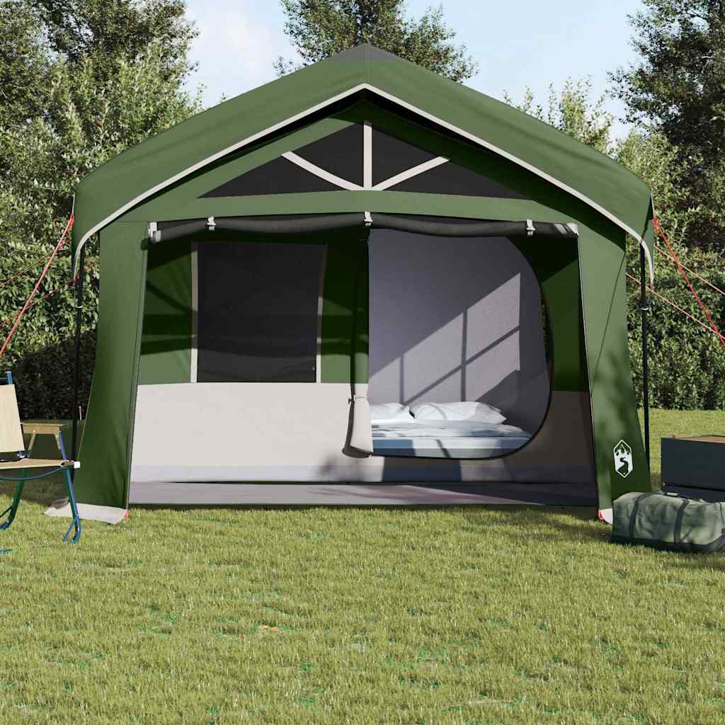 vidaXL Namiot rodzinny Zielony i Biały 620 x 322 x 240 cm Poliester