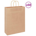 vidaXL Torby papierowe 50 szt. z uchwytami Brązowe 32x12x42 cm