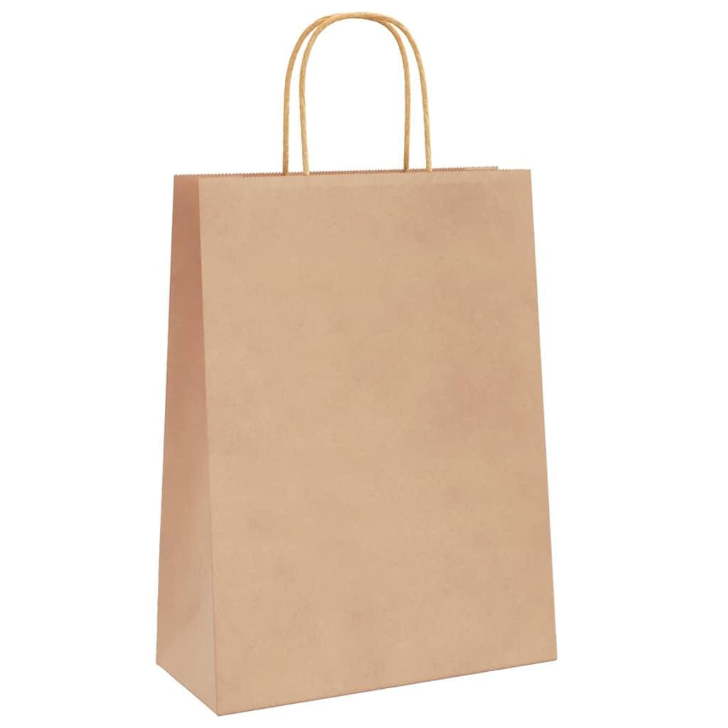 vidaXL Torby papierowe 250 szt. z uchwytami Brązowe 26x12x35 cm