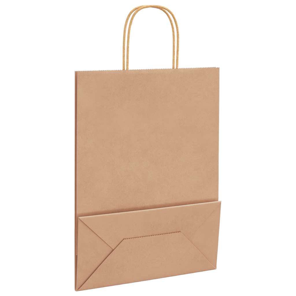 vidaXL Torby papierowe 250 szt. z uchwytami Brązowe 26x12x35 cm